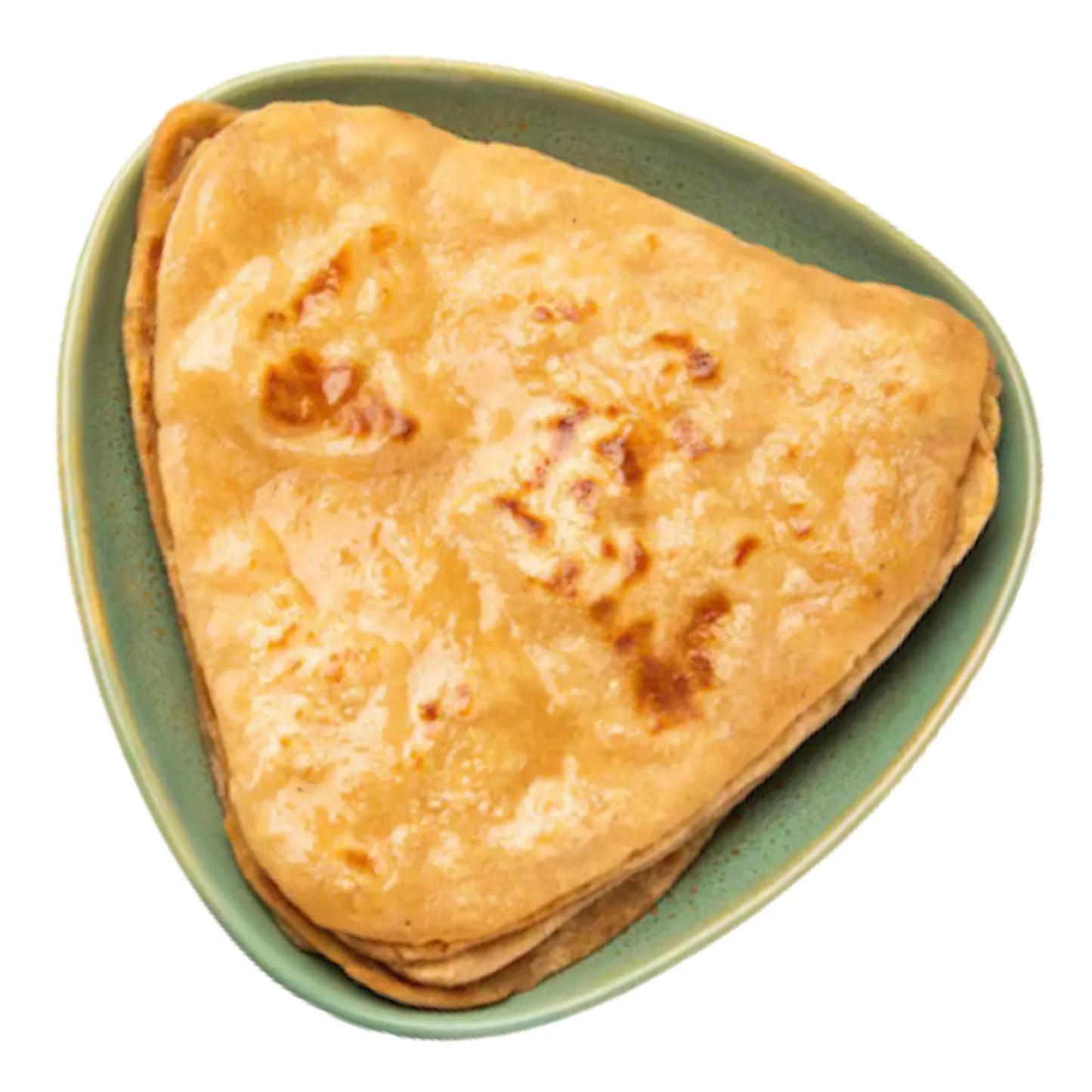 Drymfoods triangle paratha bread in green bowl, ready-to-eat Indian flatbread
