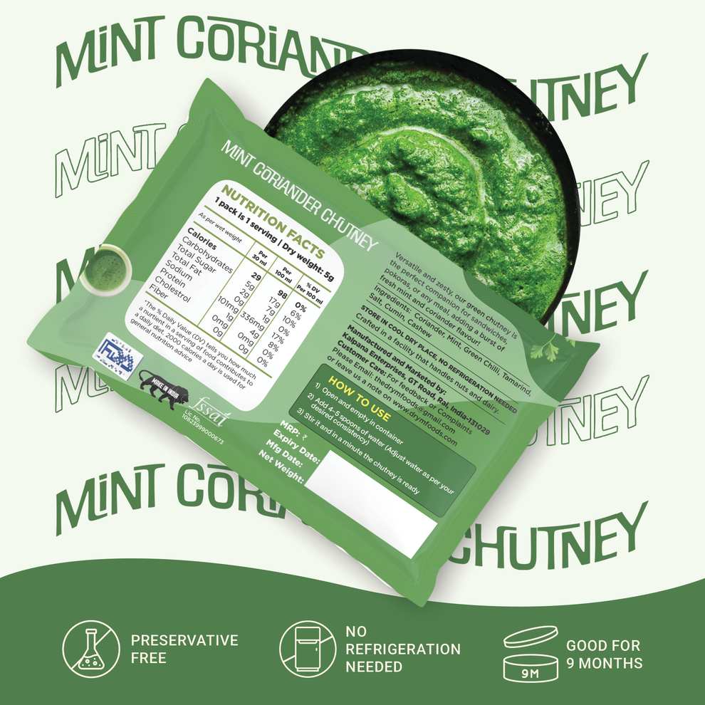 Instant Green Chutney Ready To Eat Preservative Free Dried Food – DryM ...