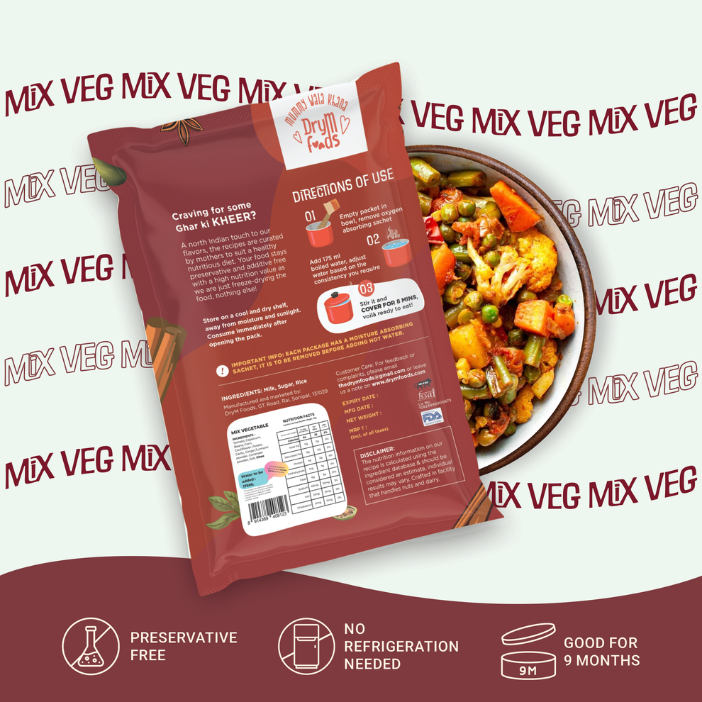 Instant Mix Vegetable Ready To Eat Preservative Free Dried Food – DryM ...