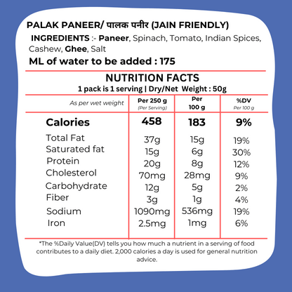 Jain Palak Paneer