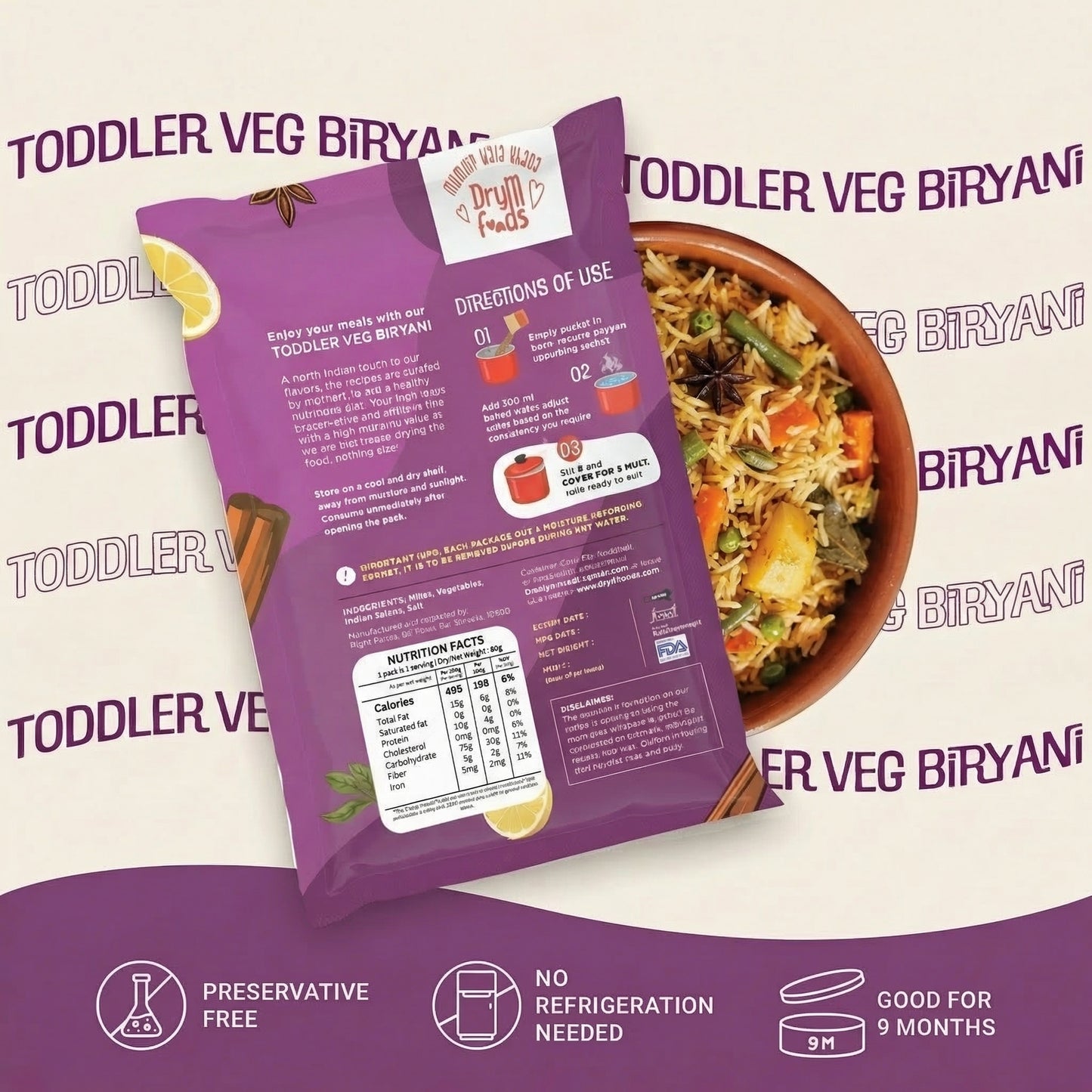 Toddler Veg Biryani/Pulao