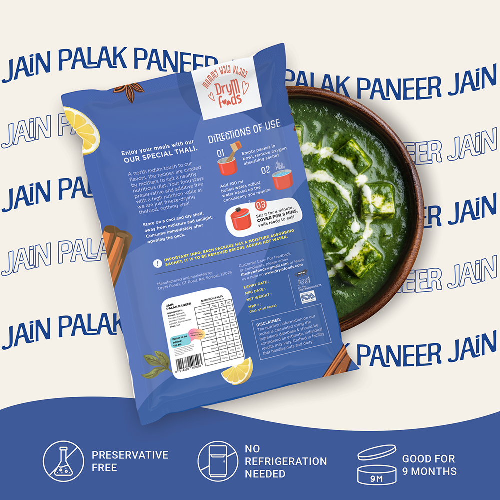Jain Palak Paneer