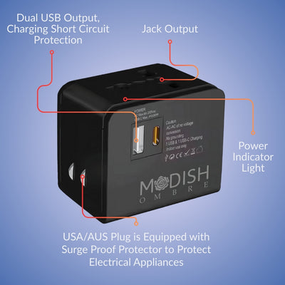 ModishOmbre® Universal Travel Charger | Dual USB-C & USB-A