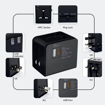 ModishOmbre® Universal Travel Charger | Dual USB-C & USB-A